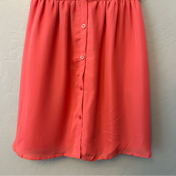 ⭐️LC Lauren Conrad salmon coral color sleeveless dress with lace collar size 0 - Picture 8 of 16